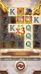 Midas Fortune · Kisi 5x5 yang memperlihatkan simbol karakter, huruf, dan simbol emas bercahaya